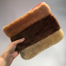 Load image into Gallery viewer, XL Striped Pouch in Recycled Shearling