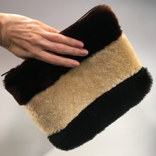 Load image into Gallery viewer, XL Striped Pouch in Recycled Shearling