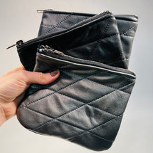 Load image into Gallery viewer, Medium Quilted Recycled Leather Zipper Pouch